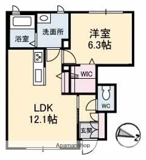 ベルブランシュ笹沖 B棟【1階】の間取り