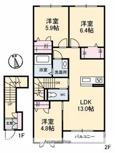 アーテム酒津【2階】の間取り