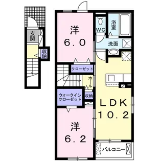 ピュアウィンド B【2階】の間取り