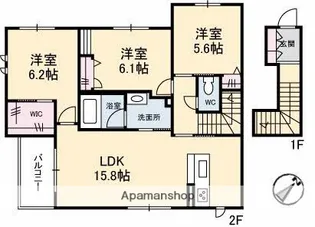 アンソレイユ A棟【2階】の間取り
