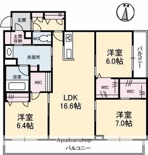 岡山県倉敷市西中新田【マンション】の間取り