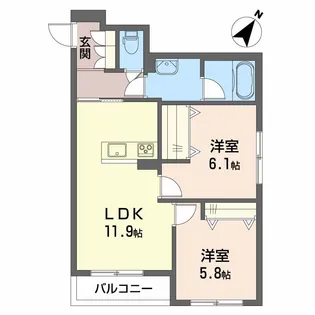 シャイン福泊【2階】の間取り