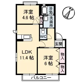 フォンテーヌ 大福 A棟【2階】の間取り