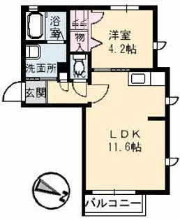 ラ・パルテール津高Ⅱ【1階】の間取り