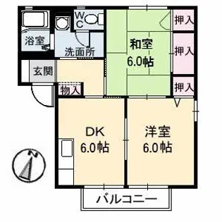 カトレアハイツ B棟【2階】の間取り