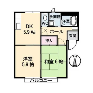 カーサ ツインクル Ⅰ棟【2階】の間取り