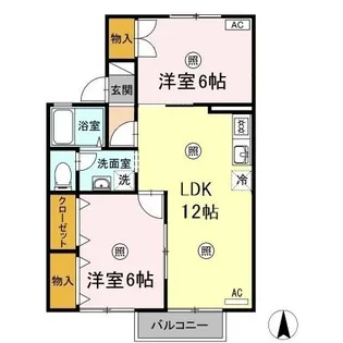 ウエストアベニュー B棟【B201号室】の間取り
