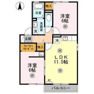 エステート21 A棟【2階】の間取り