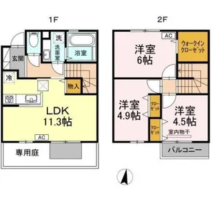 グランチェスタ白楽【103号室】の間取り