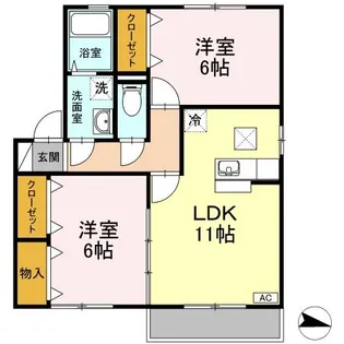 ライフモア守上 B棟【1階】の間取り