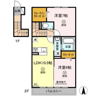 グラシューヴェルジェ A棟【2階】の間取り