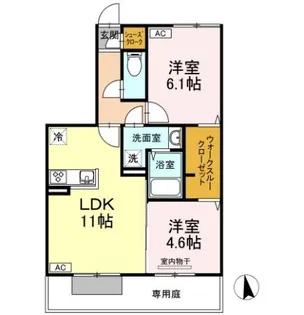 プリムヴェール大内 C棟【1階】の間取り