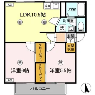 関ニューバリヤ A棟【2階】の間取り