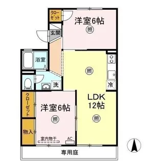 グレースタウン原 B棟【1階】の間取り