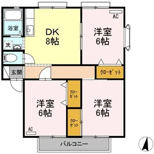 サンガーデン水川A棟【2階】の間取り