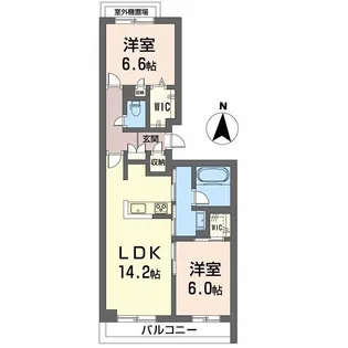 ベレオガーデンズ上中野【2階】の間取り