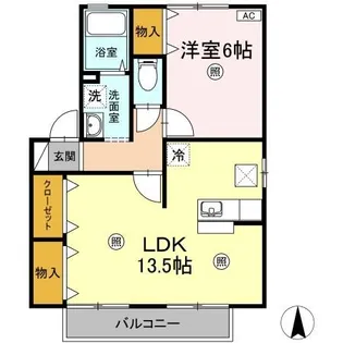 ラ・フルール B棟【1階】の間取り