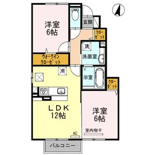 レユシール A棟【A102号室】の間取り
