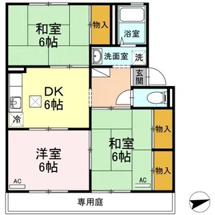 サリネージュ山手 EF棟 F棟【1階】の間取り