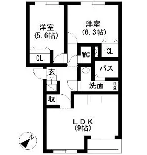 サンハイツ・ファインフェロー【105号室】の間取り