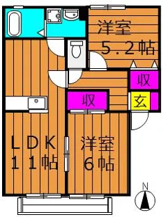 ピアチェーレ金光【1階】の間取り
