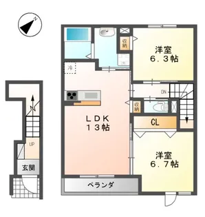 アンジューク【203号室】の間取り