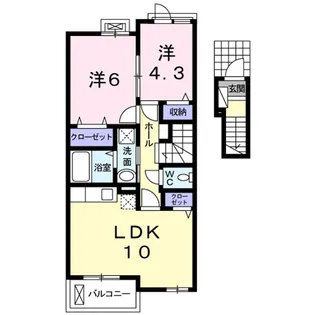 グラッチェ弐番館【2階】の間取り