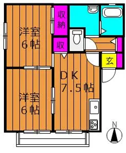 サンクオーレⅡ【201号室号室】の間取り