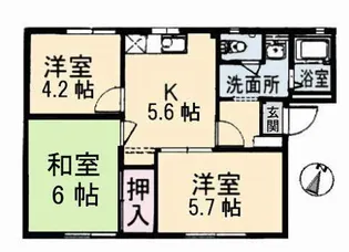 フレグランス南風Ⅱ B棟【1階】の間取り