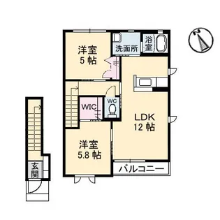 カトルフィーユ迫間 A棟【2階】の間取り