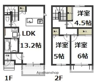 岡山県倉敷市玉島【テラスハウス】の間取り