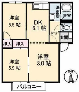 パークヒルズ西真磯【1階】の間取り