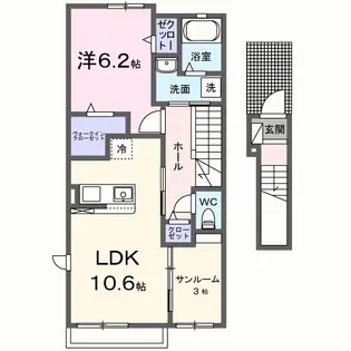 リーヴルB【2階】の間取り