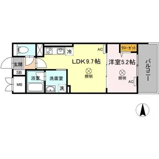 TWIN TOWERS AZUKI【6階】の間取り