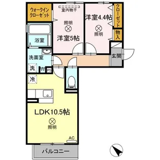 ゴールドウイング B棟【2階】の間取り