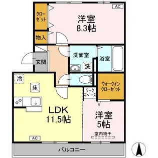 リバーパレス B棟【1階】の間取り