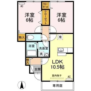 ファミリータウン ツートム E棟【1階】の間取り