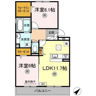シャイン クレヴィアB棟C棟 C棟【1階】の間取り