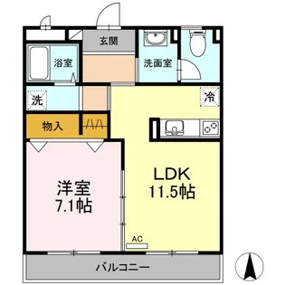 アマンプリ羽島【1階】の間取り