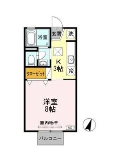 レインボーハイツ B棟【1階】の間取り