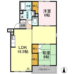 ホワイトヒルズ山陽A棟【3階】の間取り