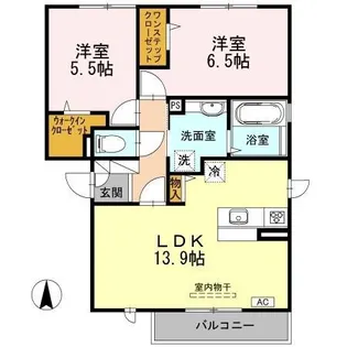 クレール B棟【3階】の間取り