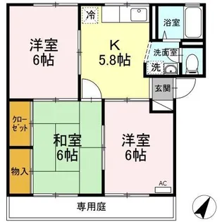 グリーンパーク洲崎 A棟【A101号室】の間取り