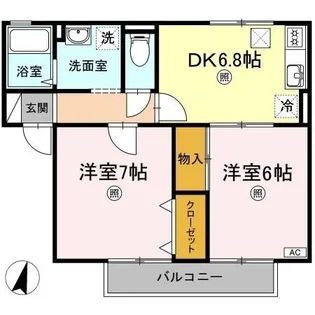 サンライズ下庄【1階】の間取り
