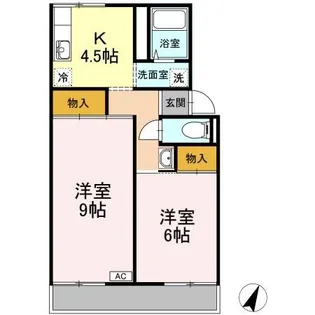 コーポ三谷原【1階】の間取り