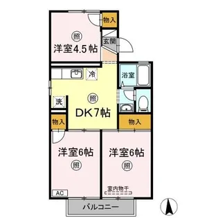 プレジールワカミヤ A棟【2階】の間取り