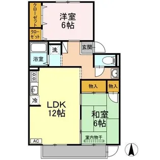 グリーンコーポ板谷 C棟【1階】の間取り
