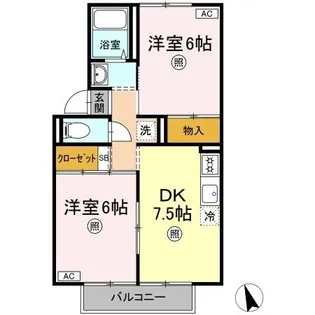 プレジールいせ A棟【2階】の間取り