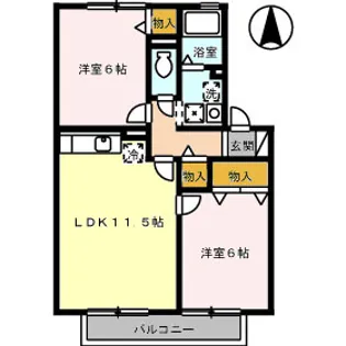 ヴィラ シュモク【2階】の間取り