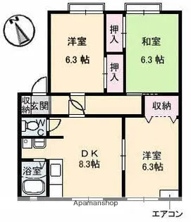 サンビレッジ平野 B棟【1階】の間取り
